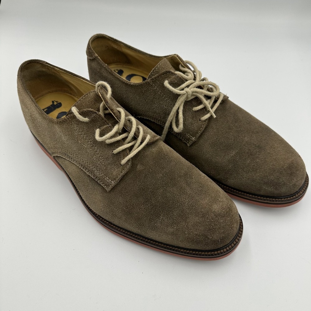 Mens 1901 Taupe Brown Suede Leather Lace Up Oxford Dress Shoes 9W Preppy M23209